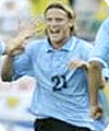 Diego Forlan playing for Uruguay